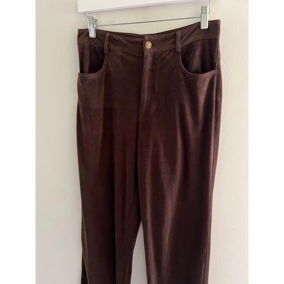 Sno Skins Velvet Pants Brown Straight Leg Lightweight Stretchy Size 8 JL - Picture 3 of 8